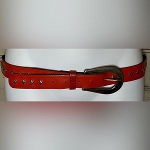 Vintage 80’s Charley Stone Western Red Leather diamond stud belt cowboy